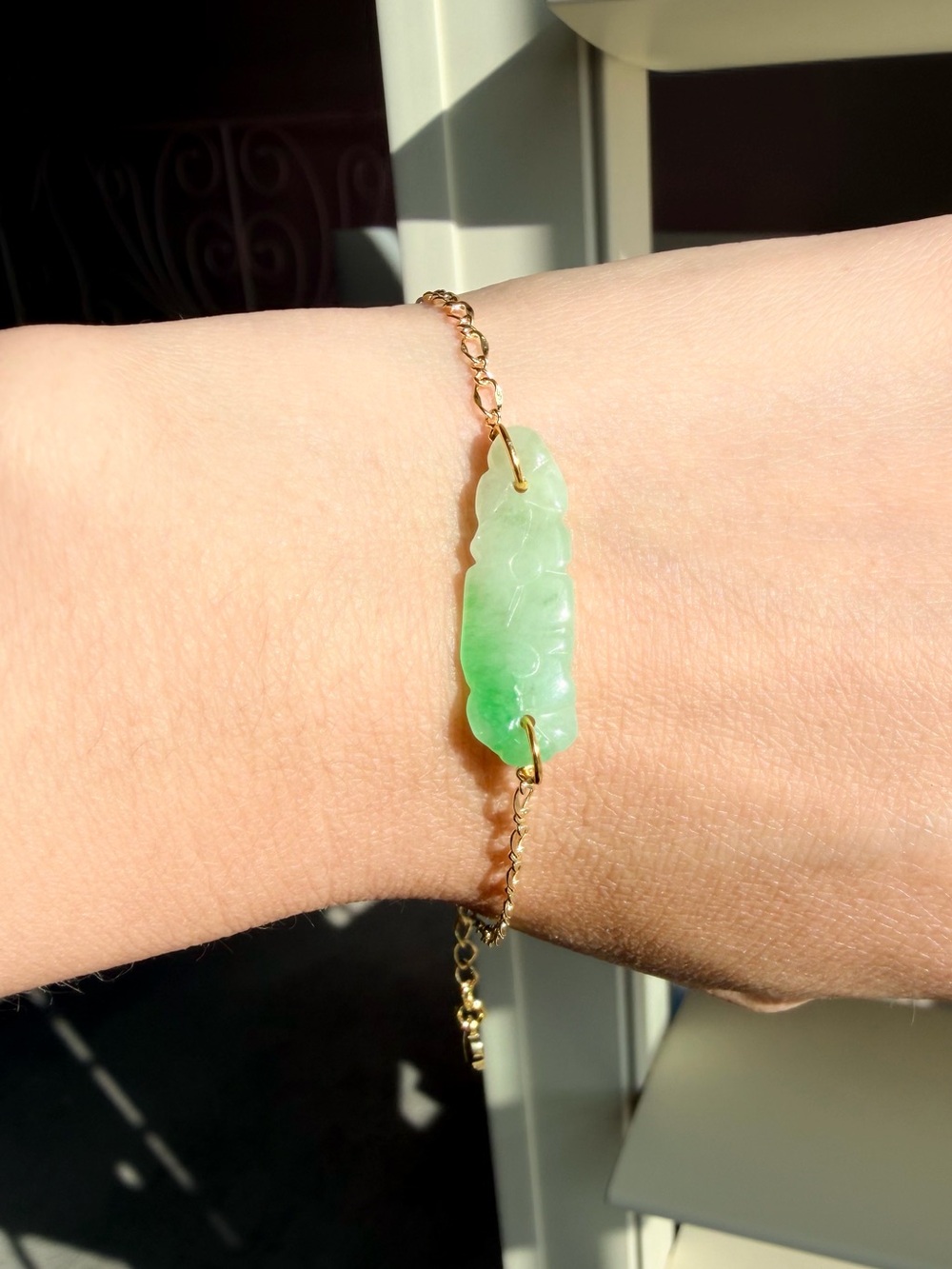 Handmade Natural Grade A Burmese Icy Green Jadeite Plaque Bracelet